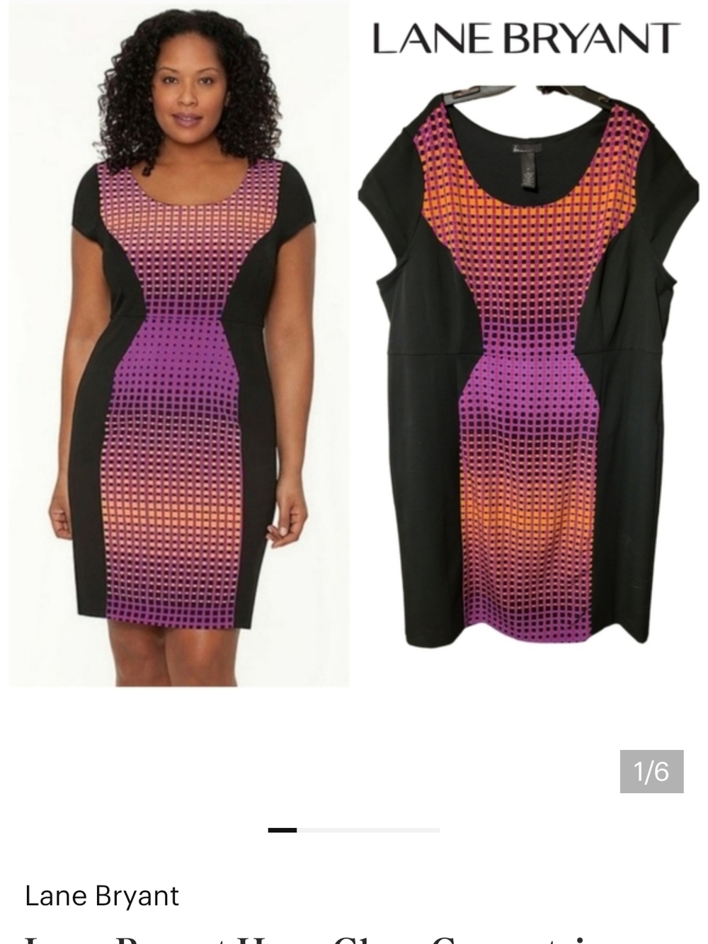 Lane Bryant Black Dress with Purple & Orange Gradient Panel